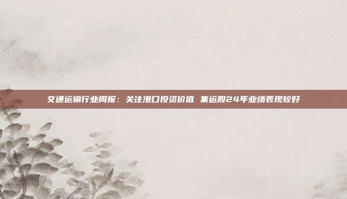 交通运输行业周报:关注港口投资价值 集运股24年业绩表现较好