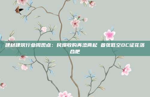 建材建筑行业周观点:民爆收购再添两起 首张低空OC证花落合肥