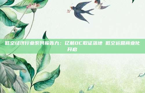 低空经济行业系列报告九:亿航OC取证落地 低空运营商业化开启