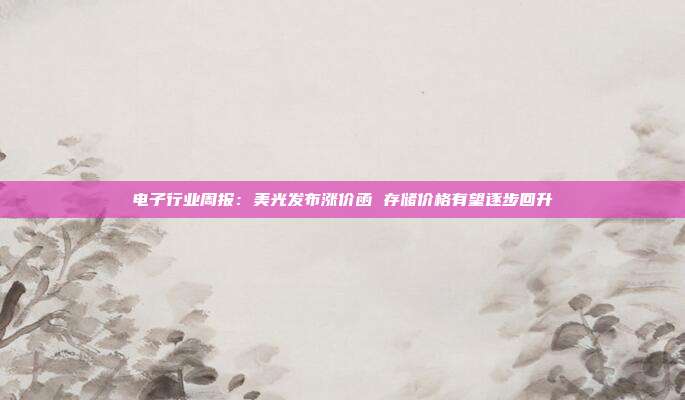 电子行业周报:美光发布涨价函 存储价格有望逐步回升