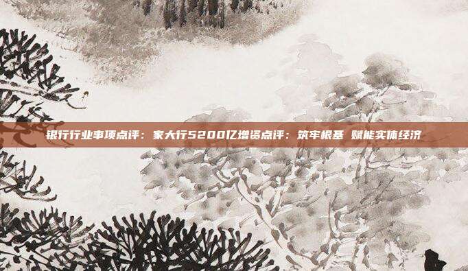 银行行业事项点评:家大行5200亿增资点评:筑牢根基 赋能实体经济
