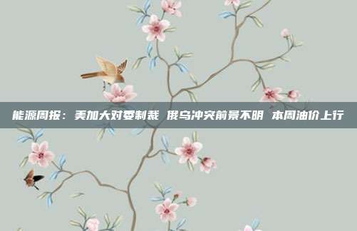 能源周报:美加大对委制裁 俄乌冲突前景不明 本周油价上行
