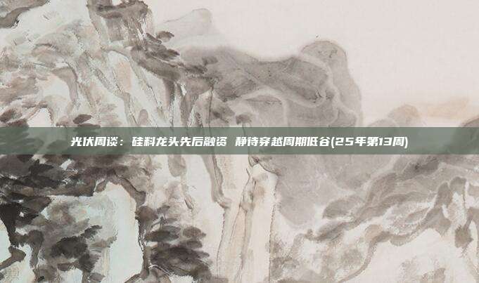 光伏周谈:硅料龙头先后融资 静待穿越周期低谷(25年第13周)