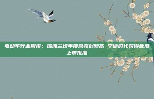 电动车行业周报:瑞浦兰均年度营收创新高 宁德时代获得赴港上市批准