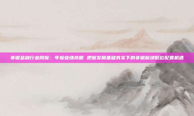 非银金融行业周报:年报业绩亮眼 把握发展基础夯实下的非银板块低位配置机遇