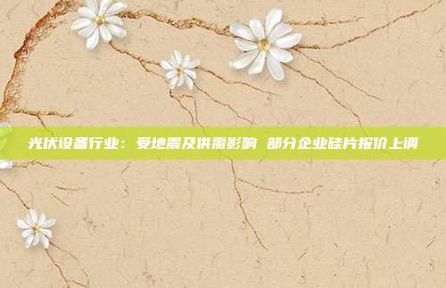 光伏设备行业:受地震及供需影响 部分企业硅片报价上调