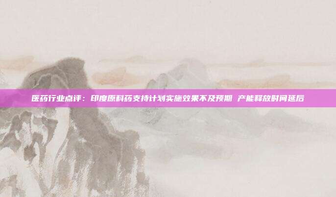医药行业点评:印度原料药支持计划实施效果不及预期 产能释放时间延后