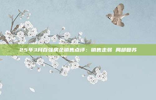 25年3月百强房企销售点评:销售走弱 局部复苏