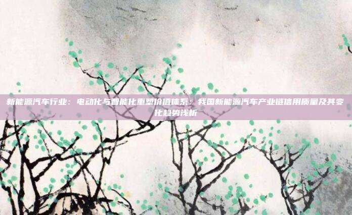 新能源汽车行业:电动化与智能化重塑价值体系:我国新能源汽车产业链信用质量及其变化趋势浅析