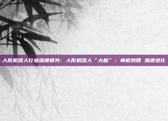 人形机器人行业深度研究:人形机器人“大脑”:神机妙算 加速进化