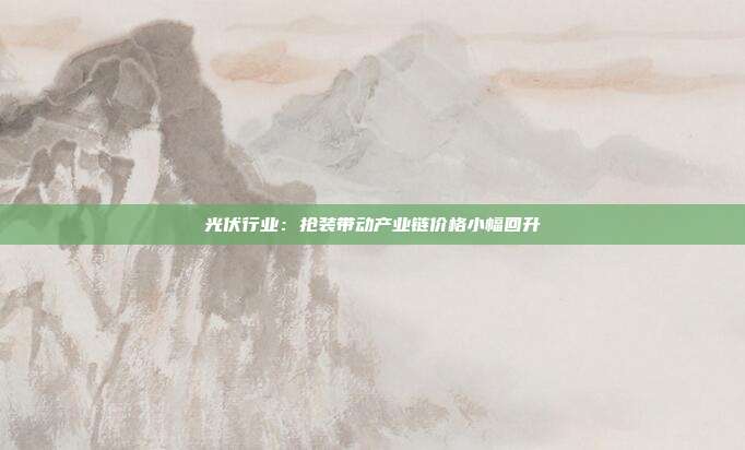 光伏行业:抢装带动产业链价格小幅回升