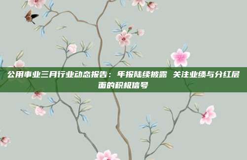 公用事业三月行业动态报告:年报陆续披露 关注业绩与分红层面的积极信号