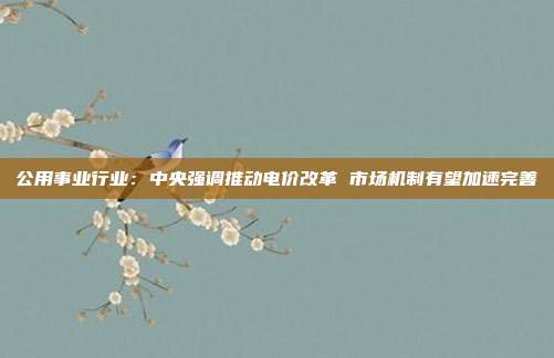 公用事业行业:中央强调推动电价改革 市场机制有望加速完善