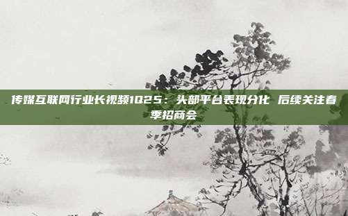 传媒互联网行业长视频1Q25:头部平台表现分化 后续关注春季招商会