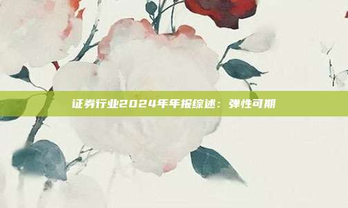 证券行业2024年年报综述:弹性可期