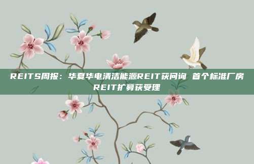 REITS周报:华夏华电清洁能源REIT获问询 首个标准厂房REIT扩募获受理