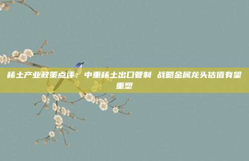 稀土产业政策点评:中重稀土出口管制 战略金属龙头估值有望重塑