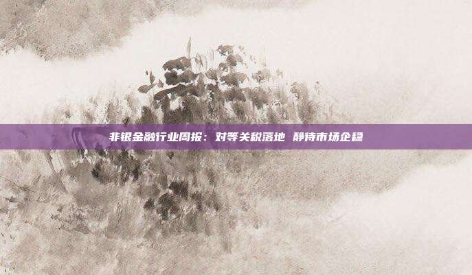非银金融行业周报：对等关税落地 静待市场企稳