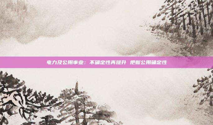 电力及公用事业:不确定性再提升 把握公用确定性