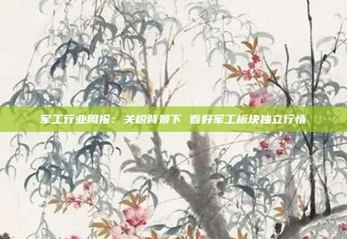 军工行业周报:关税背景下 看好军工板块独立行情