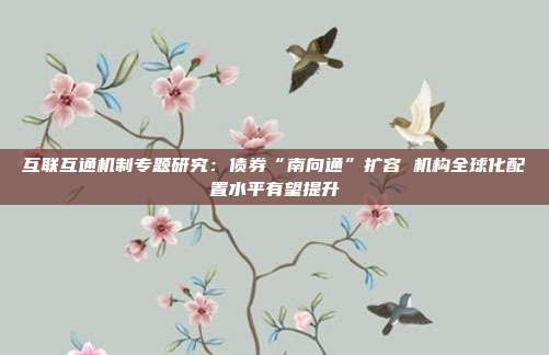 互联互通机制专题研究:债券“南向通”扩容 机构全球化配置水平有望提升