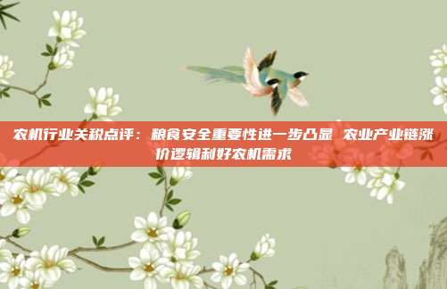农机行业关税点评:粮食安全重要性进一步凸显 农业产业链涨价逻辑利好农机需求