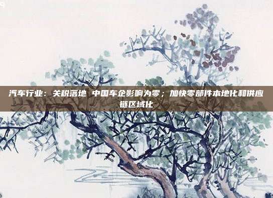 汽车行业:关税落地 中国车企影响为零;加快零部件本地化和供应链区域化