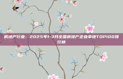 房地产行业：2025年1-3月全国房地产企业拿地TOP100排行榜