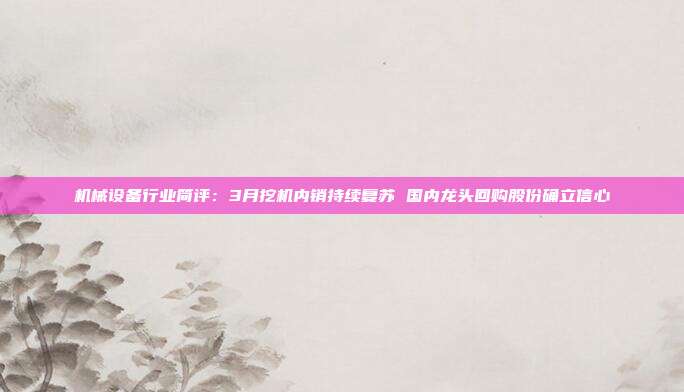 机械设备行业简评:3月挖机内销持续复苏 国内龙头回购股份确立信心