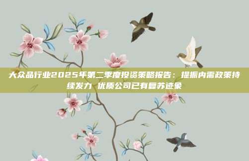大众品行业2025年第二季度投资策略报告:提振内需政策持续发力 优质公司已有复苏迹象