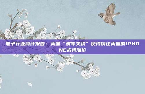 电子行业简评报告:美国“对等关税”使得销往美国的IPHONE或将涨价