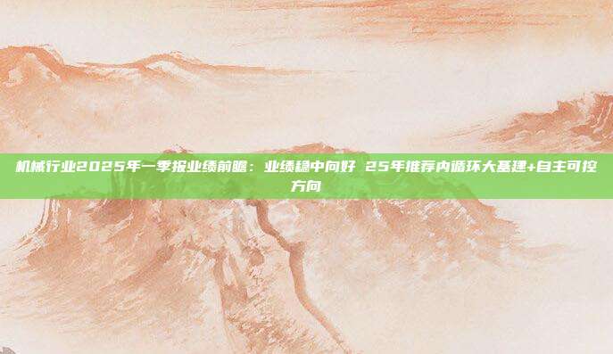 机械行业2025年一季报业绩前瞻:业绩稳中向好 25年推荐内循环大基建+自主可控方向