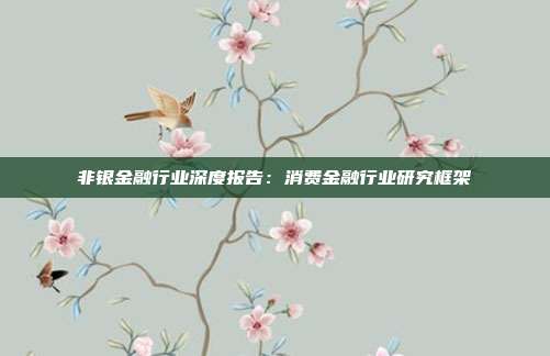 非银金融行业深度报告:消费金融行业研究框架