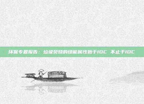环保专题报告:垃圾焚烧的绿能属性始于IDC 不止于IDC