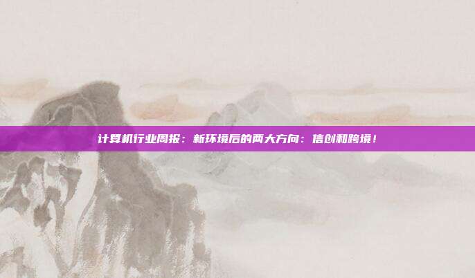 计算机行业周报:新环境后的两大方向:信创和跨境!