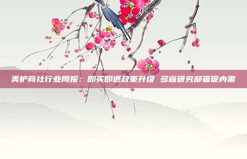 美护商社行业周报:即买即退政策升级 多省研究部署促内需