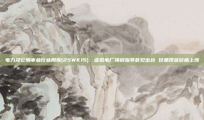 电力及公用事业行业周报(25WK15):虚拟电厂顶层指导意见出台 甘肃现货价格上涨