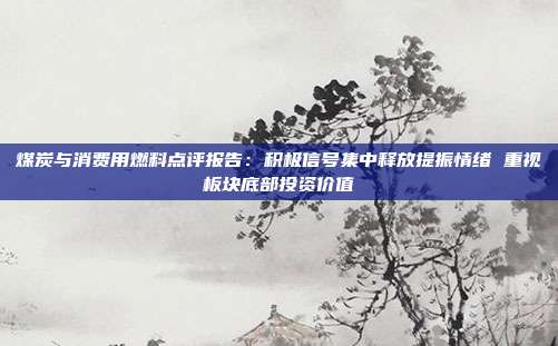 煤炭与消费用燃料点评报告:积极信号集中释放提振情绪 重视板块底部投资价值