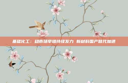 基础化工:稳市场举措持续发力 新材料国产替代加速