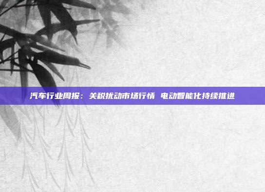 汽车行业周报:关税扰动市场行情 电动智能化持续推进