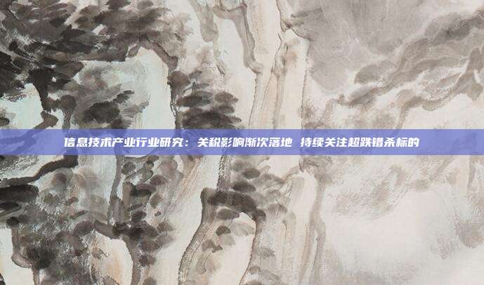 信息技术产业行业研究:关税影响渐次落地 持续关注超跌错杀标的