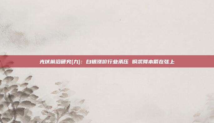 光伏前沿研究(九):白银涨价行业承压 铜浆降本箭在弦上