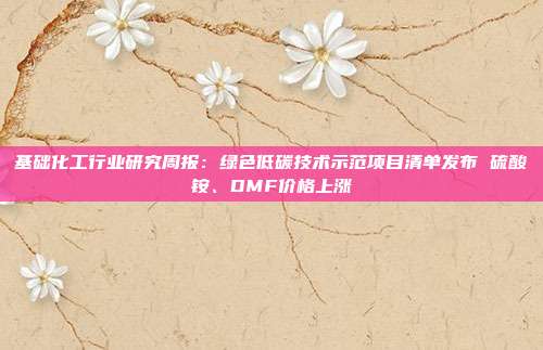 基础化工行业研究周报:绿色低碳技术示范项目清单发布 硫酸铵、DMF价格上涨