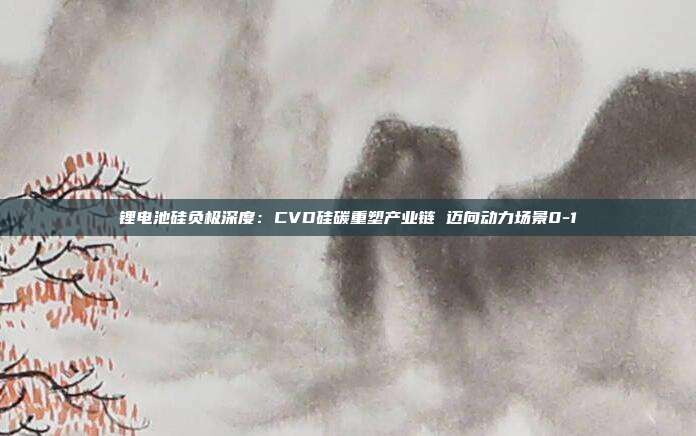 锂电池硅负极深度:CVD硅碳重塑产业链 迈向动力场景0-1