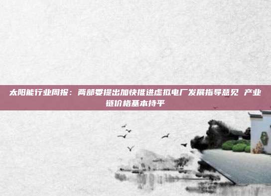 太阳能行业周报:两部委提出加快推进虚拟电厂发展指导意见 产业链价格基本持平