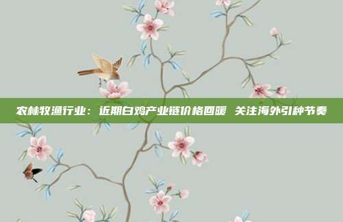 农林牧渔行业:近期白鸡产业链价格回暖 关注海外引种节奏