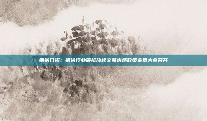 钢铁日报:钢铁行业碳排放权交易市场政策宣贯大会召开