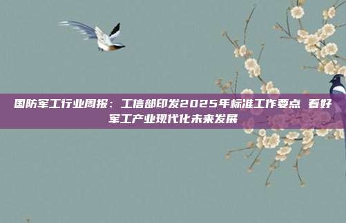国防军工行业周报:工信部印发2025年标准工作要点 看好军工产业现代化未来发展