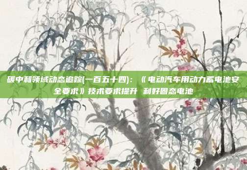 碳中和领域动态追踪(一百五十四):《电动汽车用动力蓄电池安全要求》技术要求提升 利好固态电池