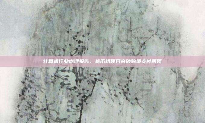 计算机行业点评报告:货币桥项目突破跨境支付瓶颈